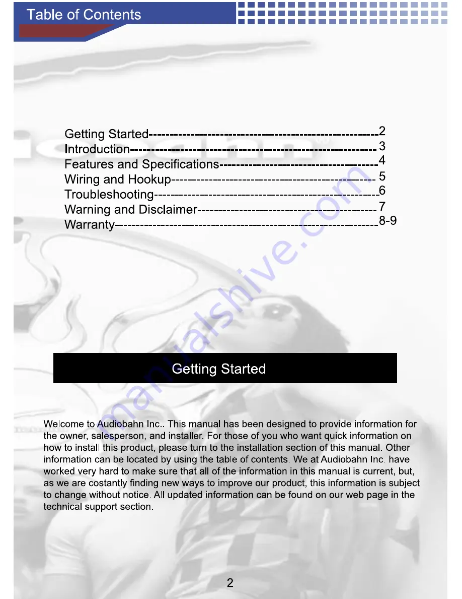 AudioBahn ABB102V Operating Instructions Manual Download Page 3