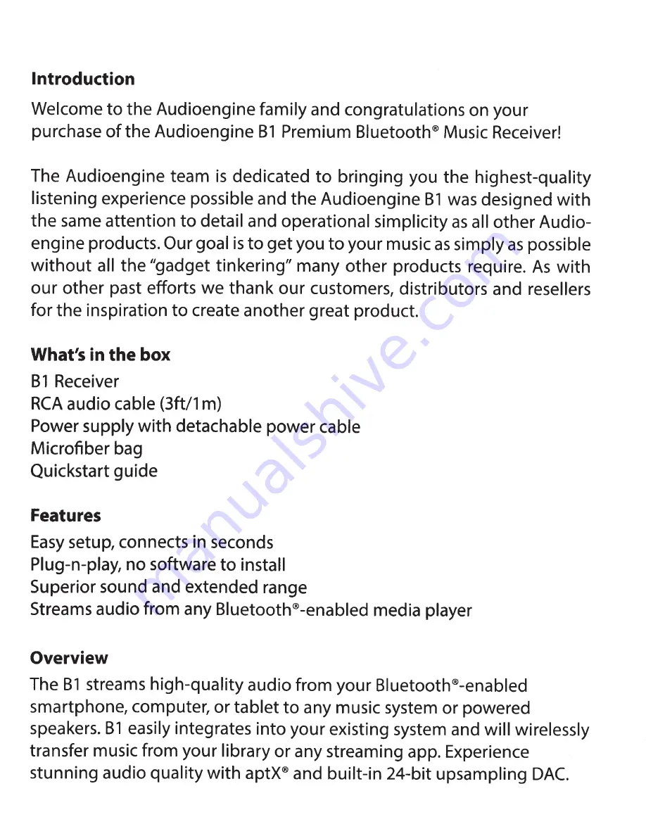 AudioEngine B1 Quick Start Manual Download Page 2