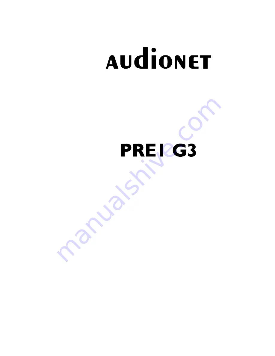 Audionet PREI G3 Скачать руководство пользователя страница 1