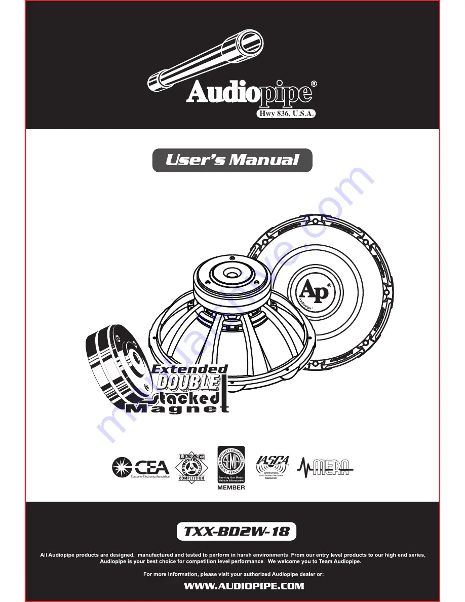 Audiopipe TXX-BD2W-18 Скачать руководство пользователя страница 1