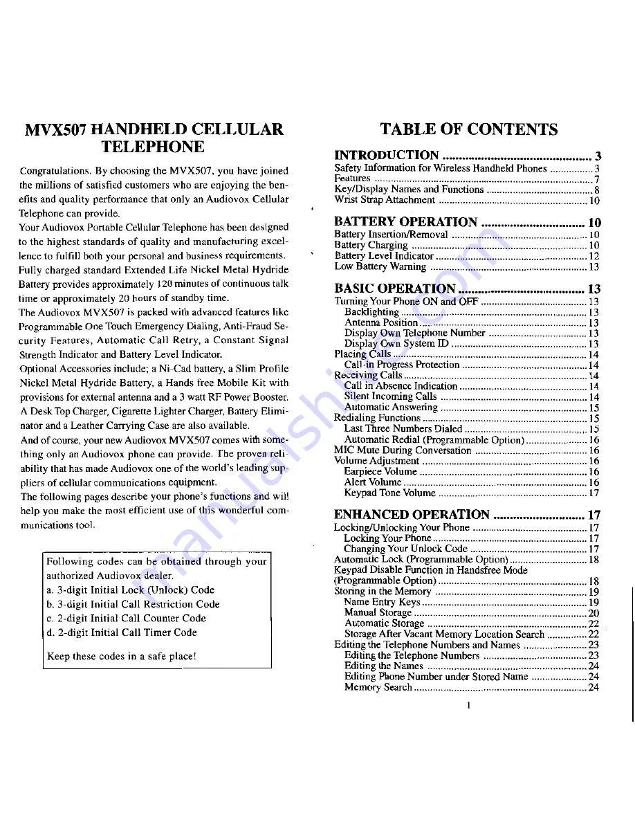 Audiovox MVX507 Operating Instructions Manual Download Page 2