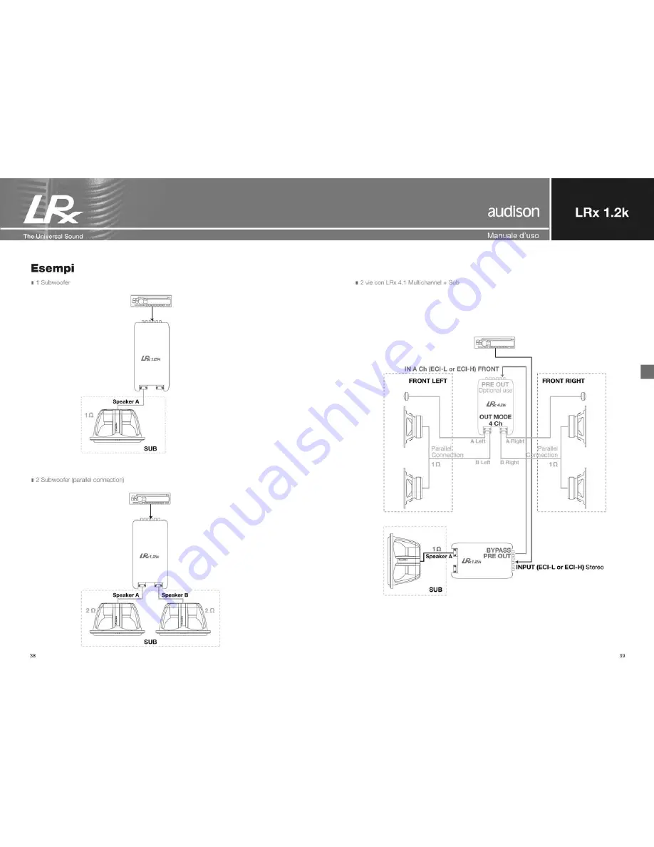 Audison LRx 1.2k Universal Sound Owner'S Manual Download Page 20