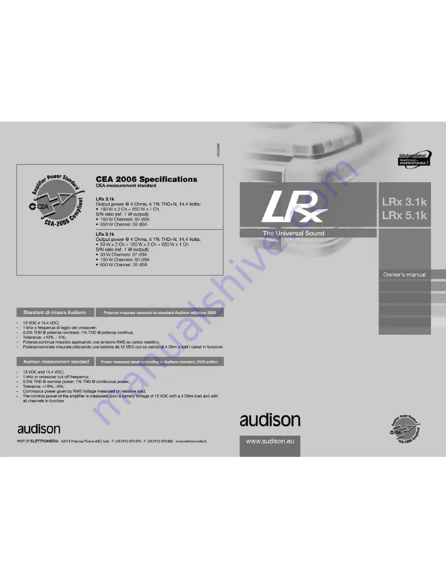 Audison LRx 3.1k Скачать руководство пользователя страница 21