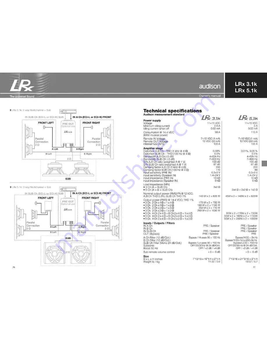 Audison LRx 3.1k Скачать руководство пользователя страница 39