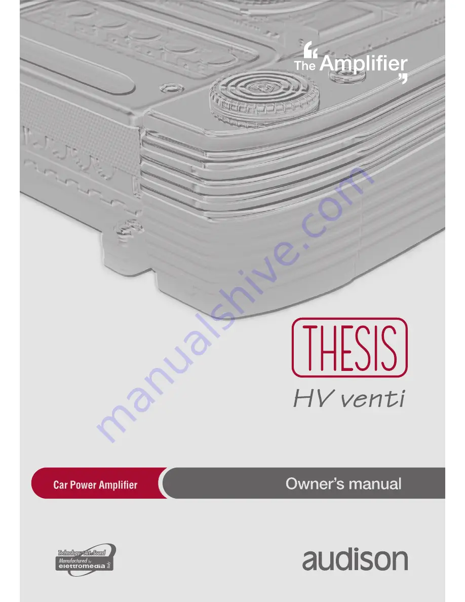 Audison Thesis HV venti Owner'S Manual Download Page 1