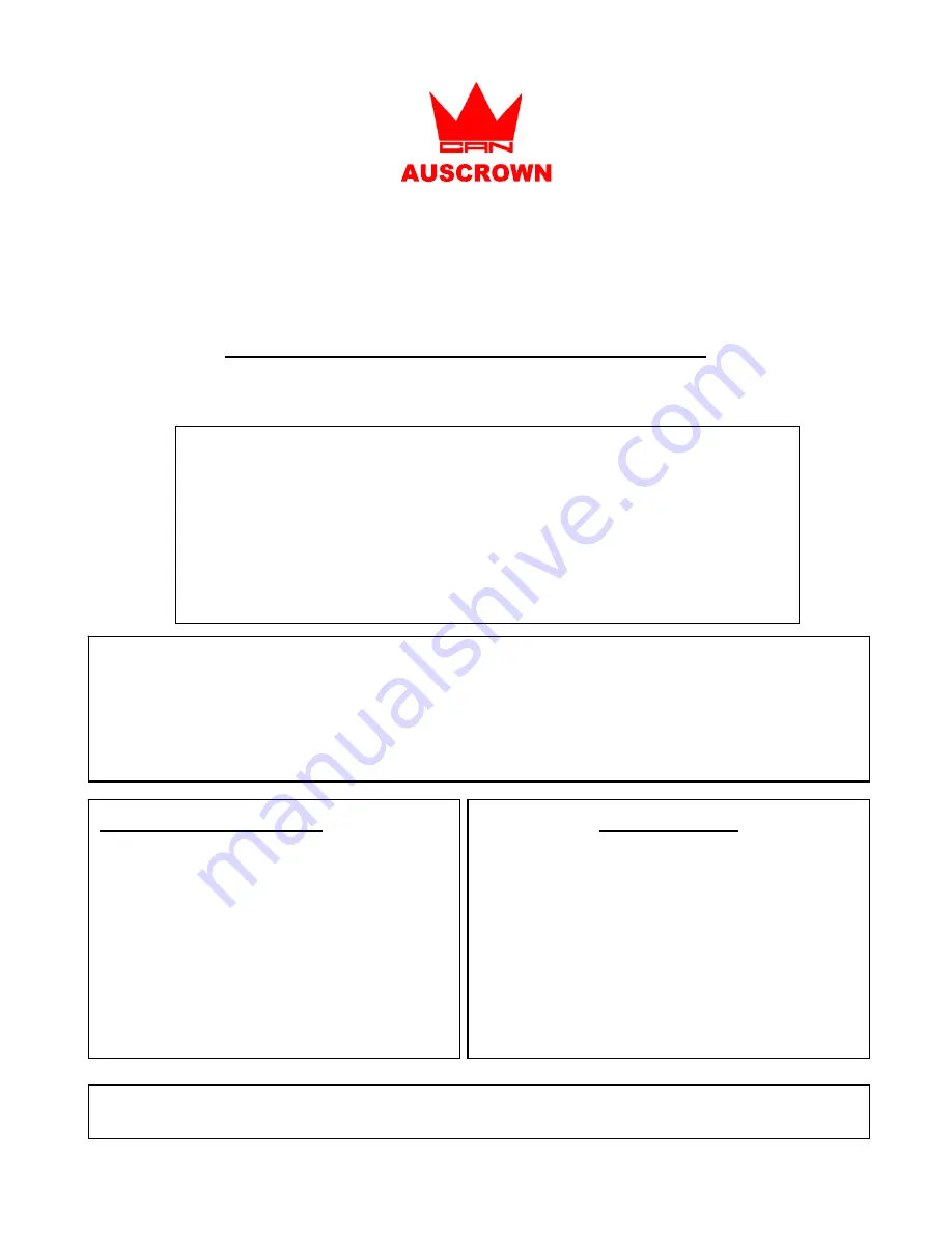 Auscrown Y018LPWF Скачать руководство пользователя страница 1