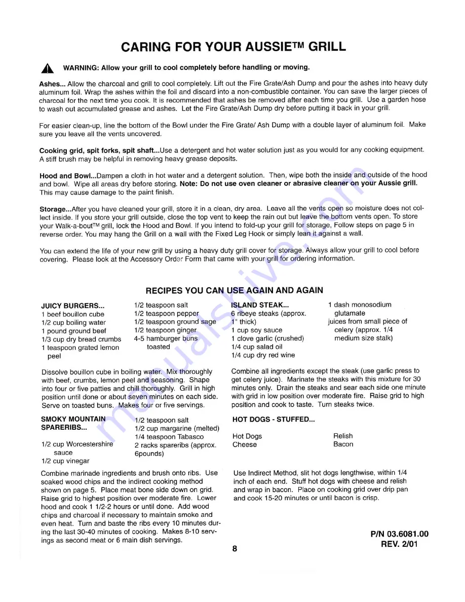 Aussie 4200 Series Owner'S Manual Download Page 8