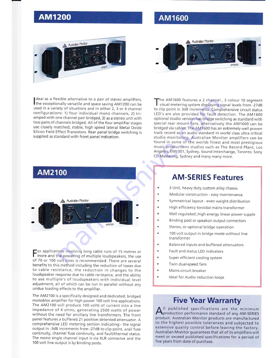 AUSTRALIAN MONITOR AM SERIES Скачать руководство пользователя страница 3