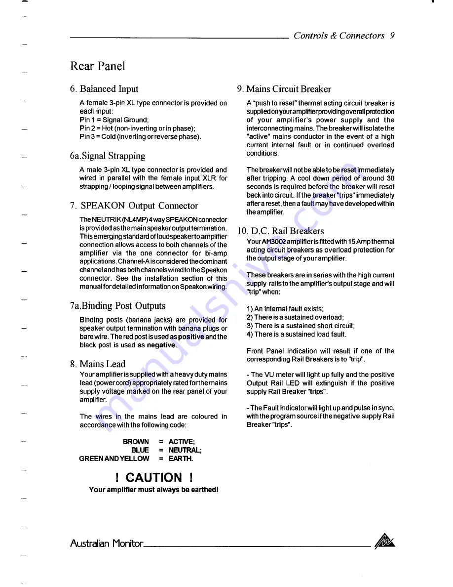 AUSTRALIAN MONITOR AM3002 Скачать руководство пользователя страница 9