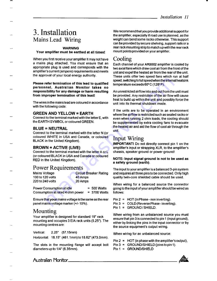 AUSTRALIAN MONITOR AM3002 Скачать руководство пользователя страница 11