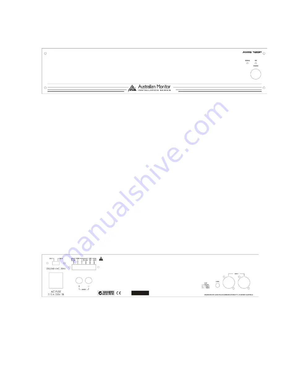 AUSTRALIAN MONITOR AMIS120P Operating Manual Download Page 2