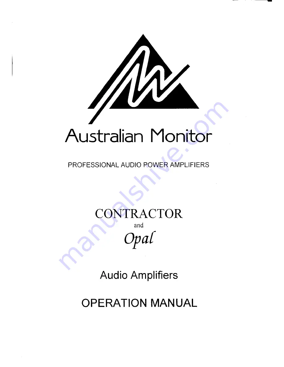 AUSTRALIAN MONITOR CONTRACTOR Operation Manual Download Page 1