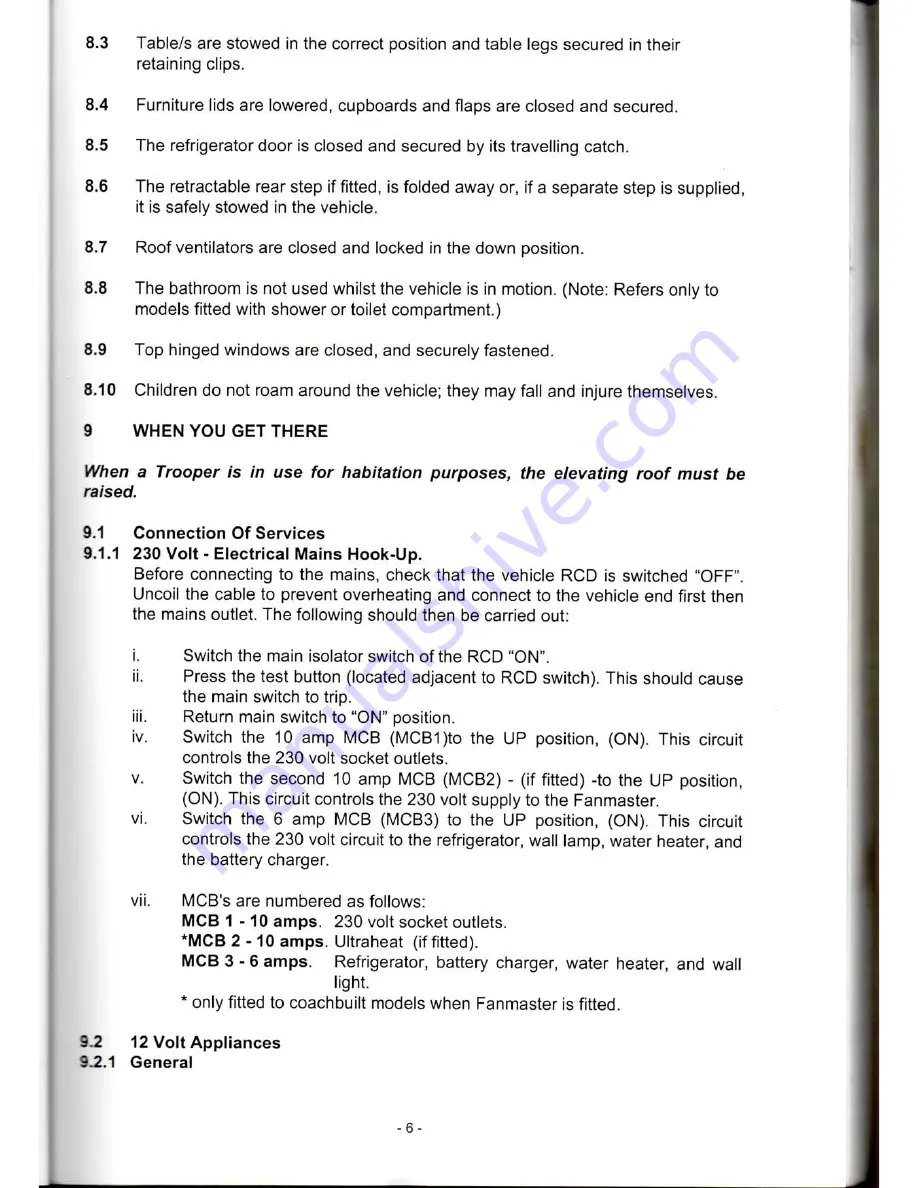 Auto-Sleepers 2001 Trident Owner'S Manual Download Page 6