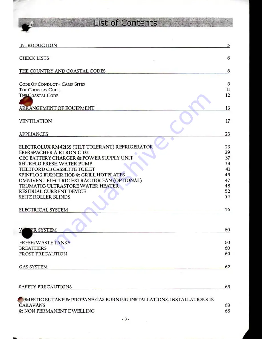 Auto-Sleepers 2003 Volkswagen Topaz Owner'S Manual Download Page 3