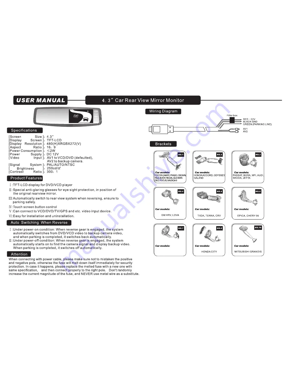 Auto Vox T1000 User Manual Download Page 2