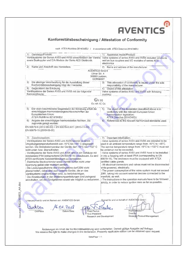 Aventics AV03 Operating Instructions And Safety Instructions Download Page 14