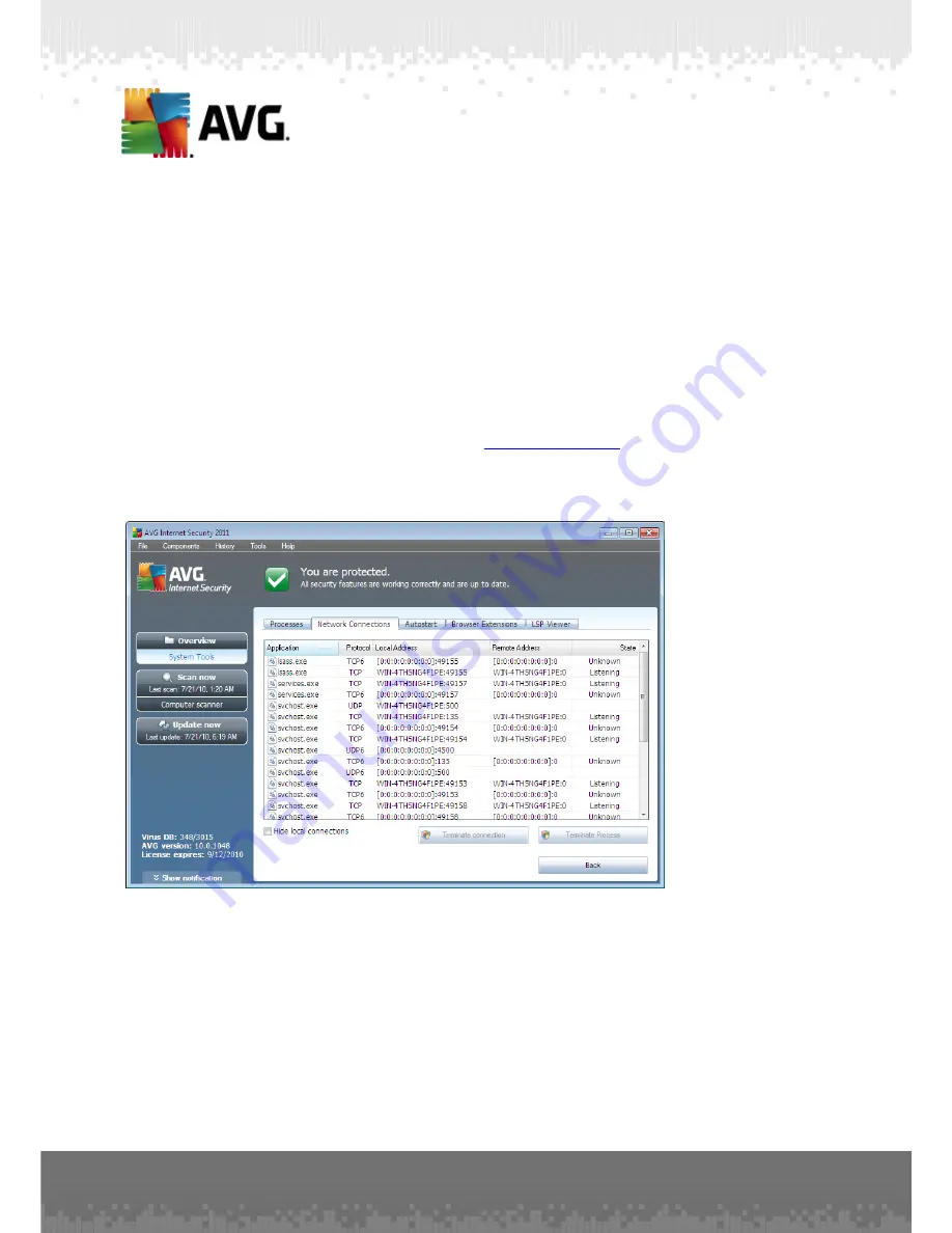 AVG ANTI-VIRUS 2011 - REV 2011.07 User Manual Download Page 62