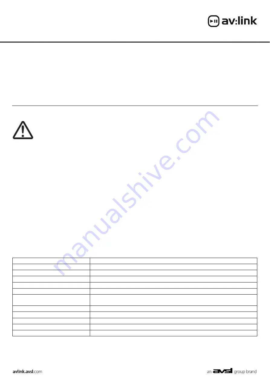 Avsl AV Link SBH03 User Manual Download Page 1