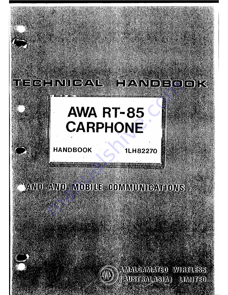 AWA RT-85 Скачать руководство пользователя страница 1