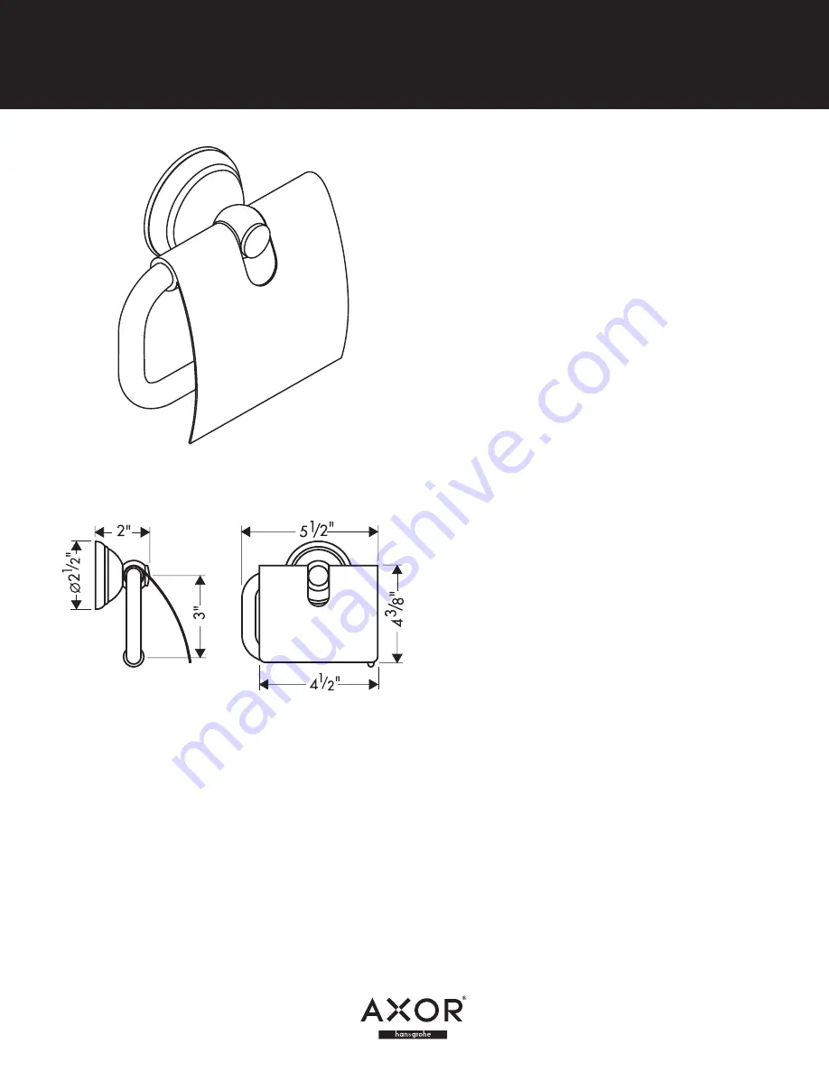 Axor Carlton Toilet Paper Holder 41438XX1 Specification Sheet Download Page 1