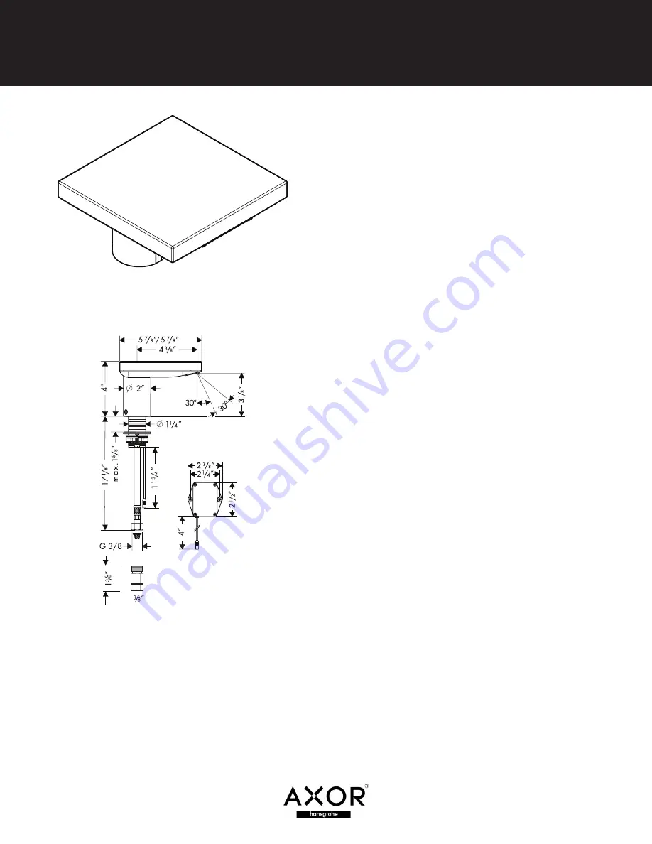 Axor Starck X 10170001 Specification Sheet Download Page 1