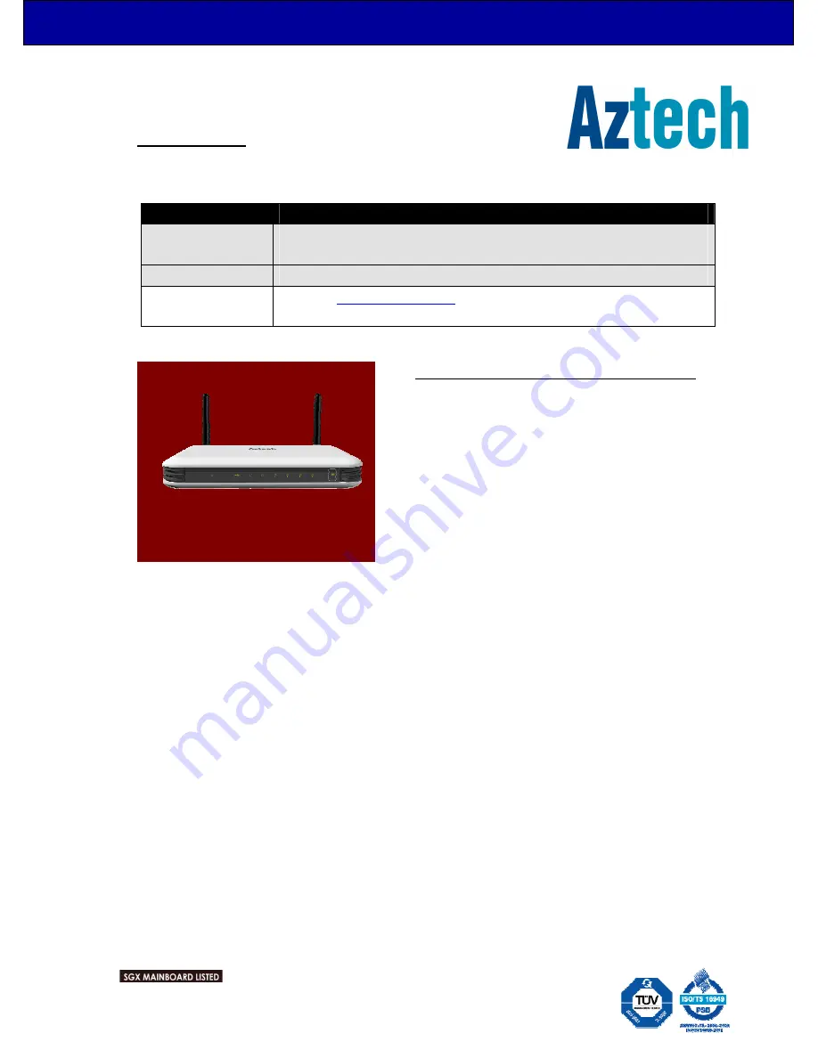 Aztech HW550-RT4 Product Release Download Page 1