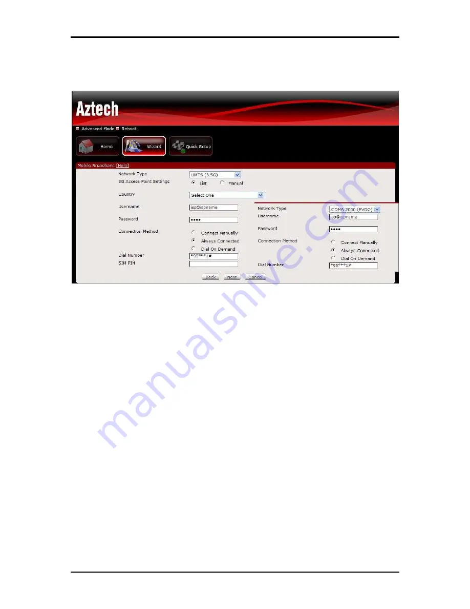 Aztech HW553-3G User Manual Download Page 18