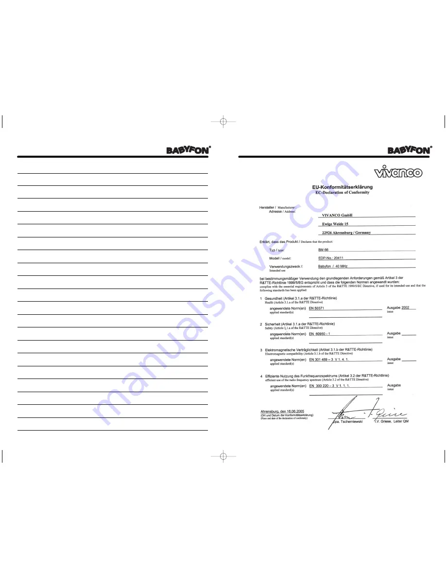 Babyfon BM 66 Instruction Manual Download Page 26