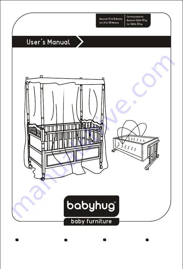 Babyhug Windsor Wooden Cot & Bassinet User Manual Download Page 1