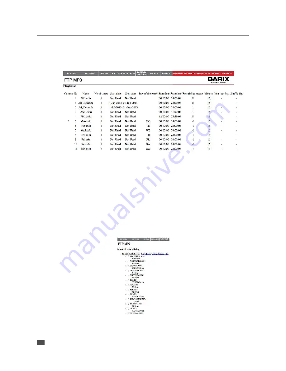 BARIX FTP MP3 Player User Manual Download Page 19