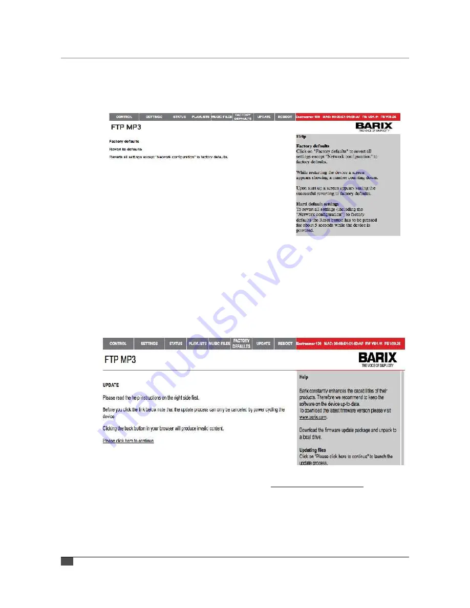 BARIX FTP MP3 Player User Manual Download Page 20