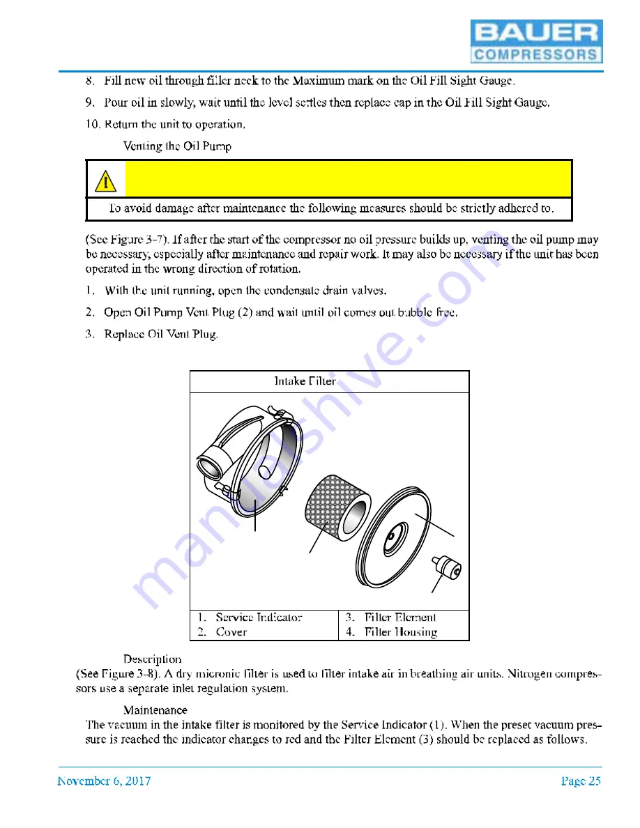 Bauer Compressors UNICUS 4i - 25 Instruction Manual And Replacement Parts List Download Page 37