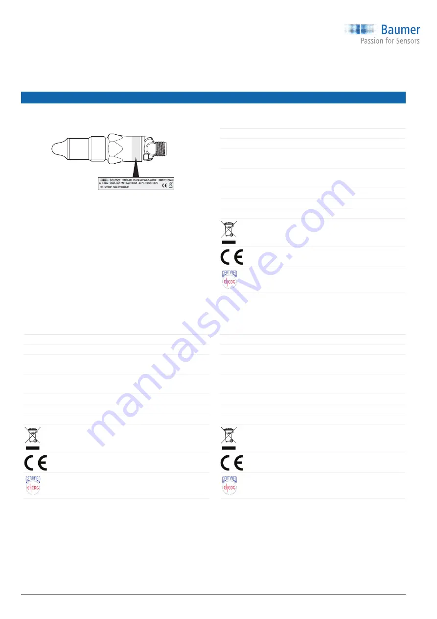 Baumer Clever Level LBFH Operating Instructions Manual Download Page 2