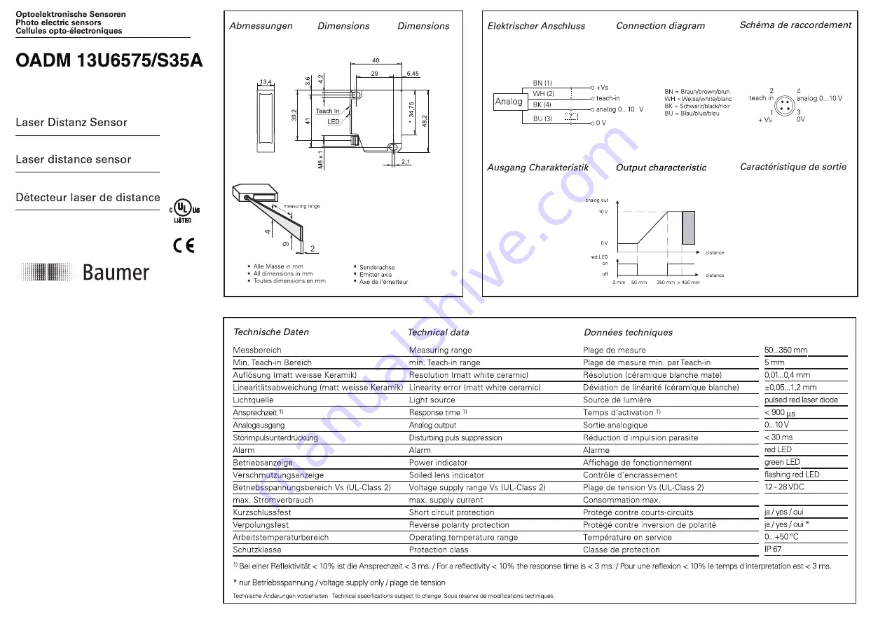 Baumer OADM 13U6575/S35A Manual Download Page 1