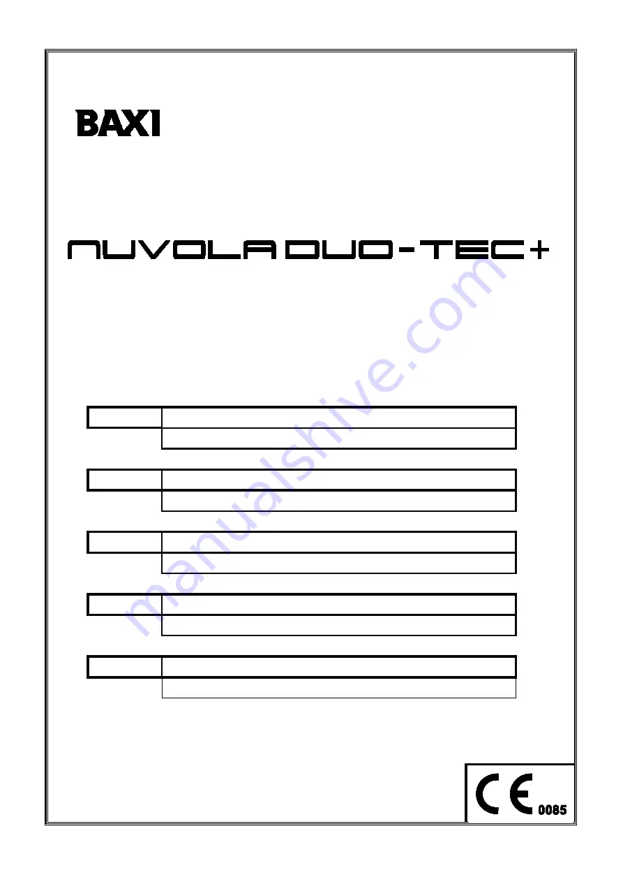 Baxi nuvola duo-tec+ Instruction Manual For Users And Fitters Download Page 1