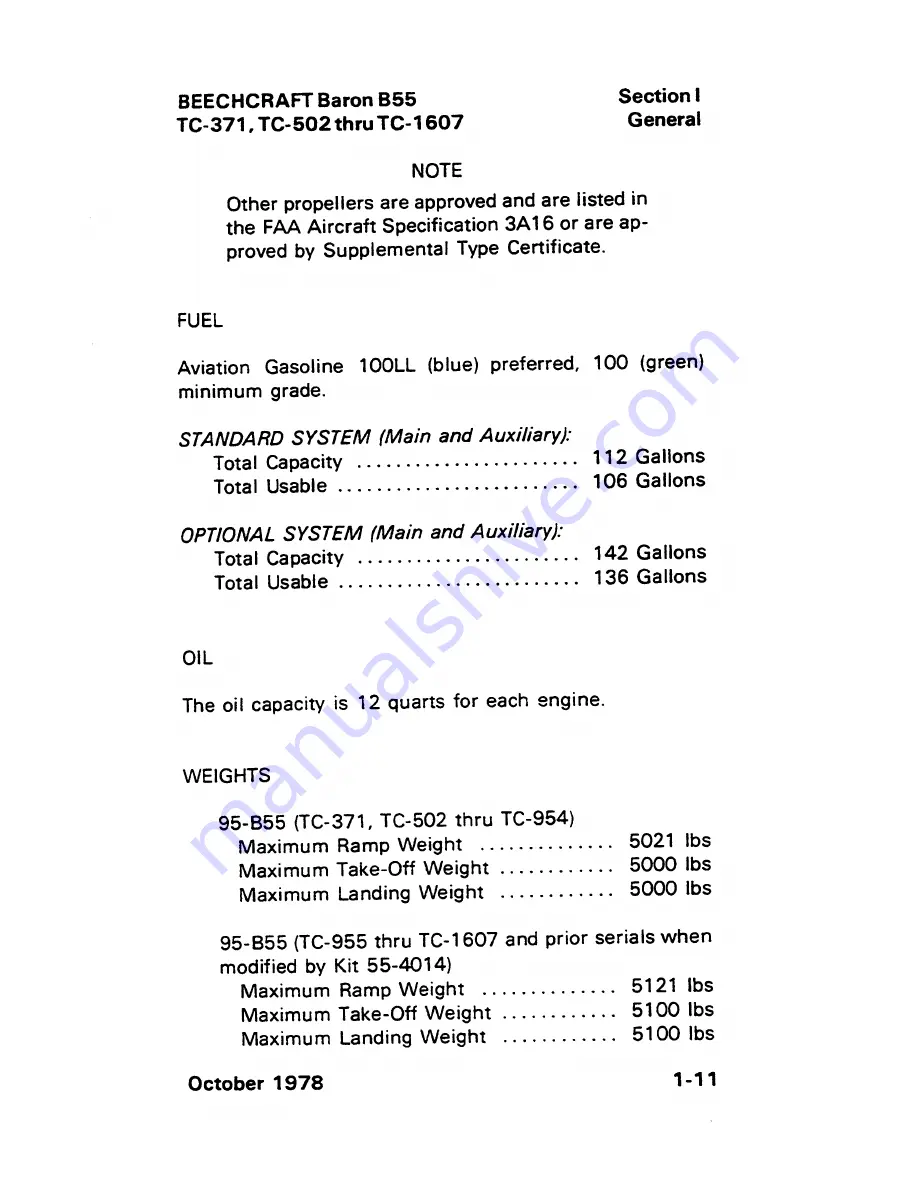 Beechcraft Baron 95-B55 Pilot Operating Handbook Download Page 24