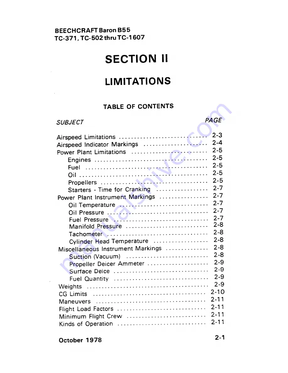 Beechcraft Baron 95-B55 Pilot Operating Handbook Download Page 34