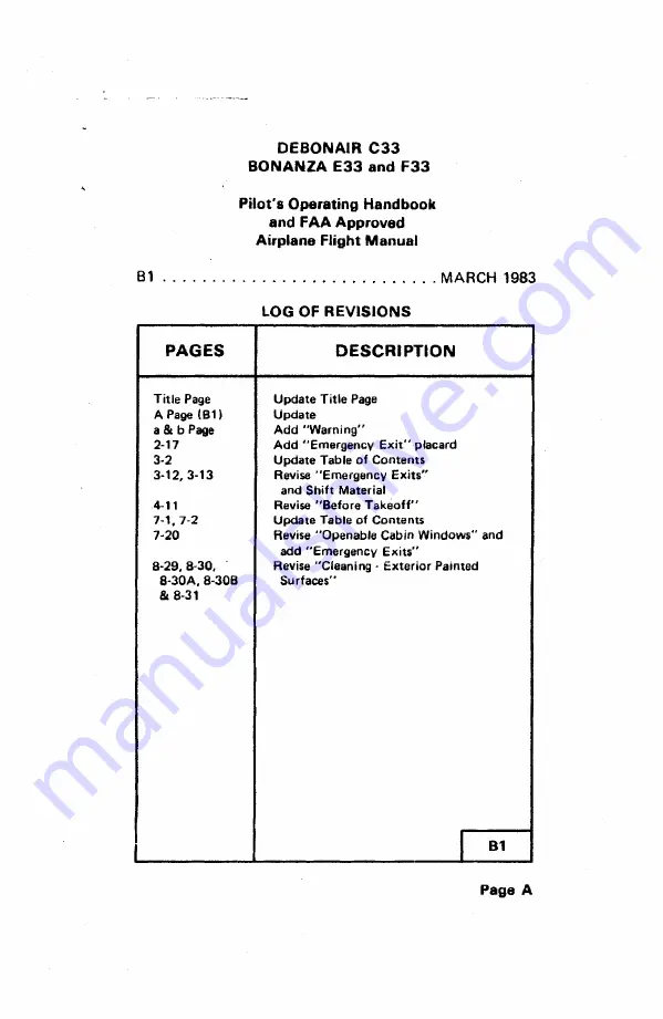 Beechcraft Bonanza E33 Pilot'S Operating Handbook And Faa Approved Airplane Flight Manual Download Page 3