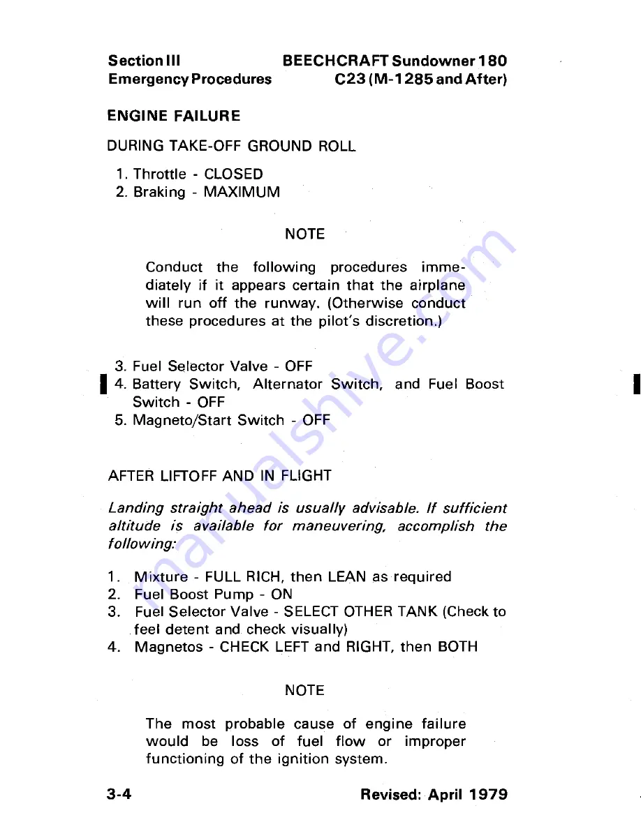 Beechcraft C23 SUNDOWNER 180 Pilot Operating Handbook Download Page 70