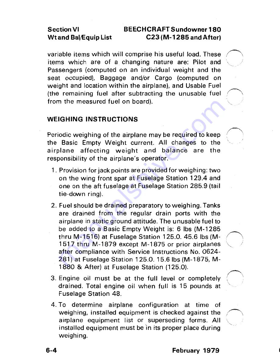 Beechcraft C23 SUNDOWNER 180 Pilot Operating Handbook Download Page 120