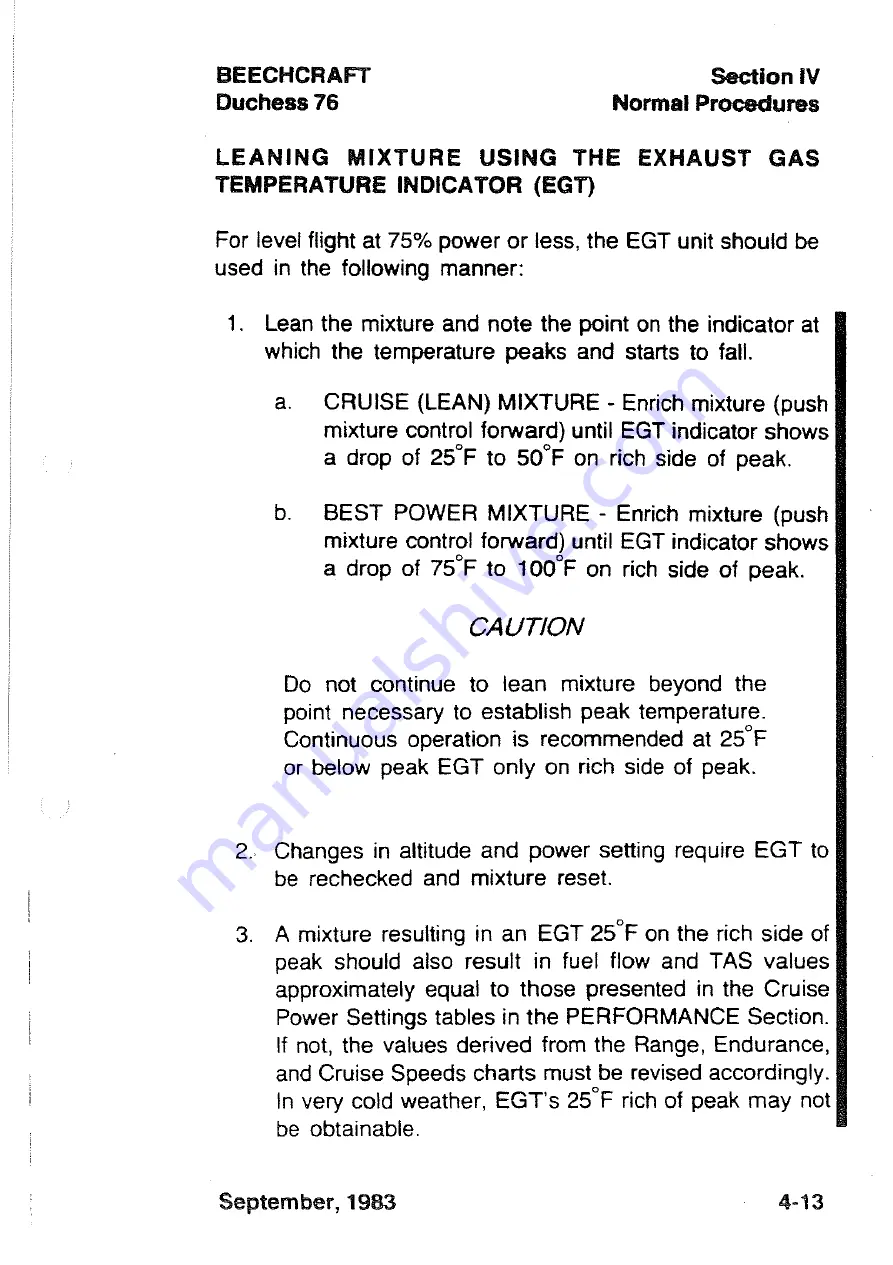 Beechcraft Duchess 76 Pilot'S Operating Handbook And Faa Approved Airplane Flight Manual Download Page 95