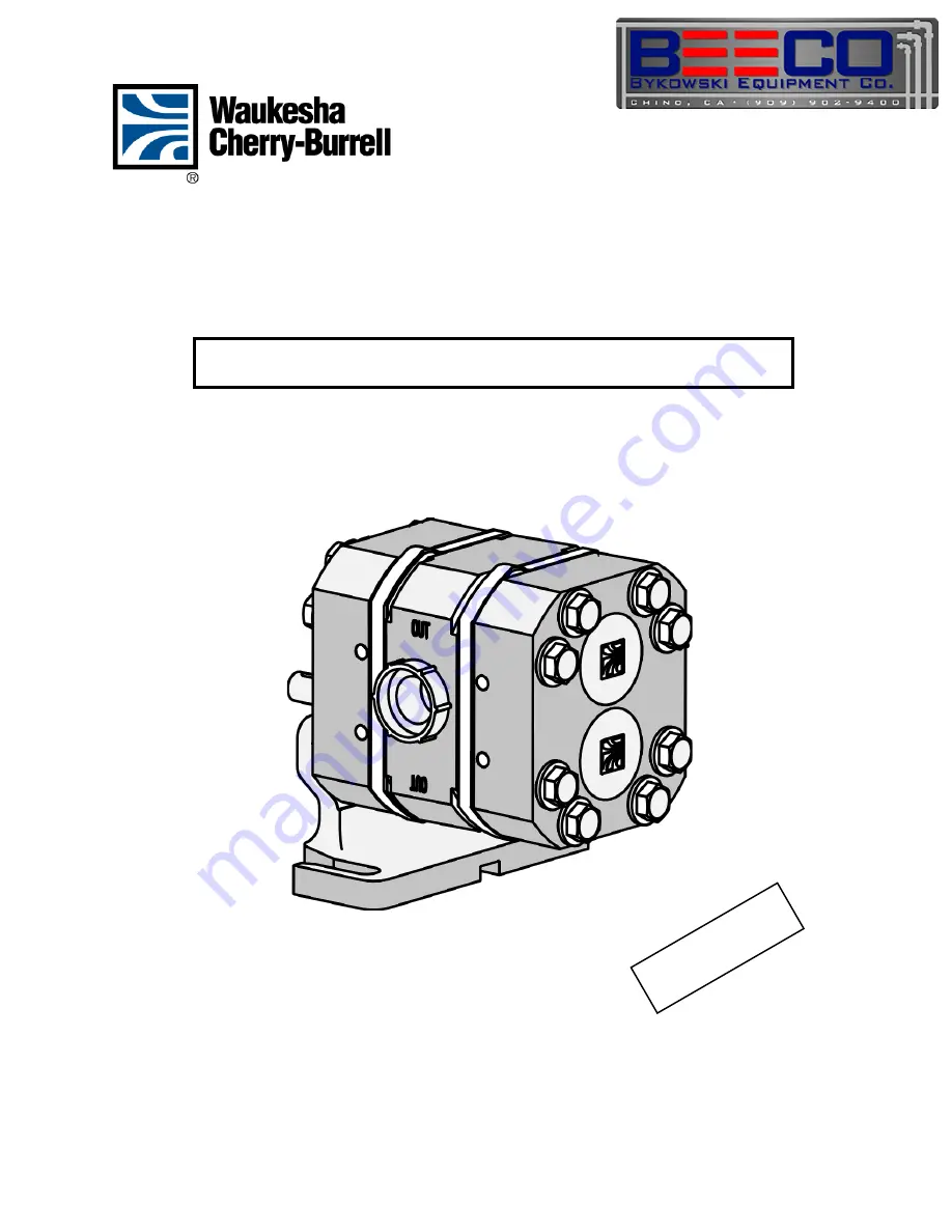 Beeco WAUKESHA CHERRY-BURRELL 3UG Скачать руководство пользователя страница 1