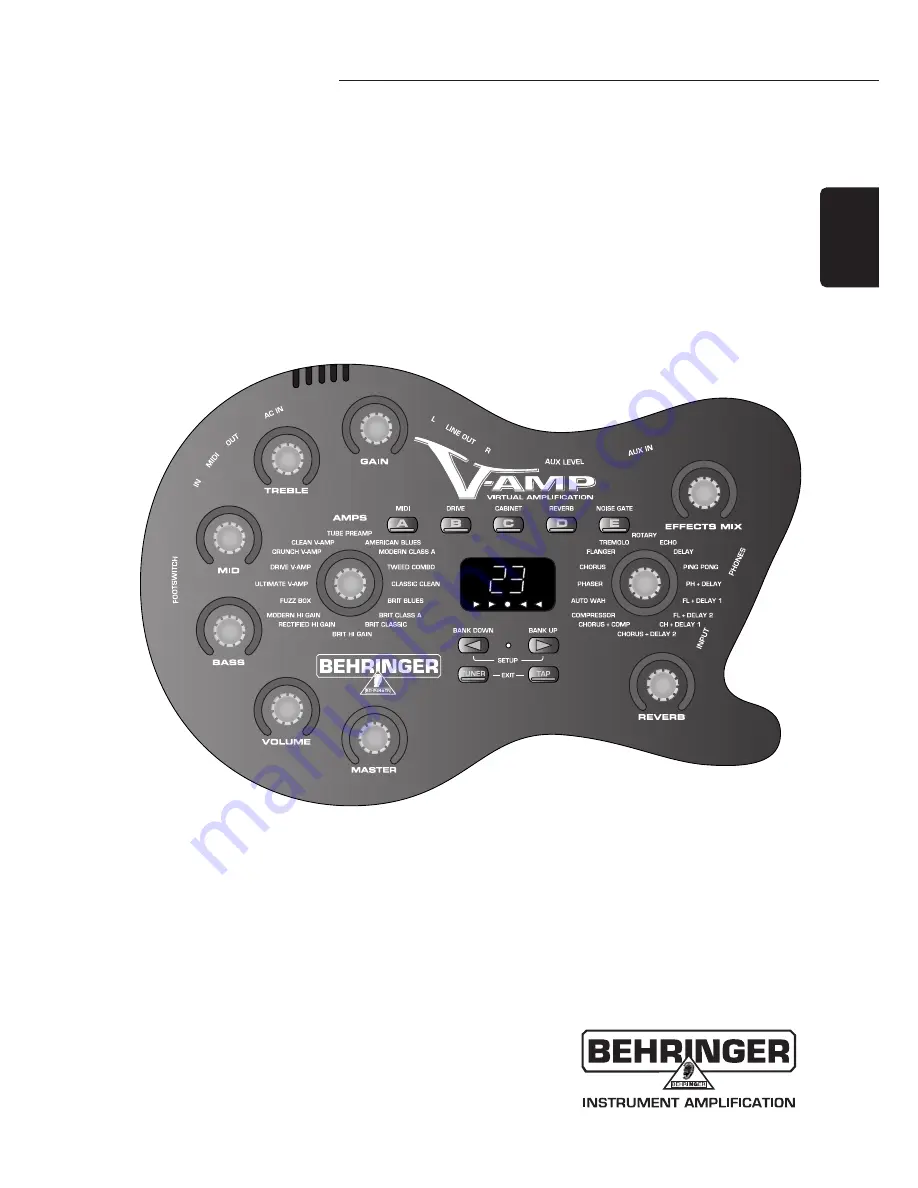 Behringer Bass V-Amp Technical Specifications Download Page 1