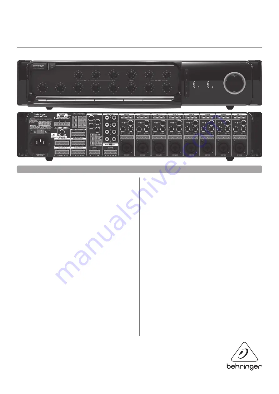 Behringer MA6008 Features & Specifications Download Page 1