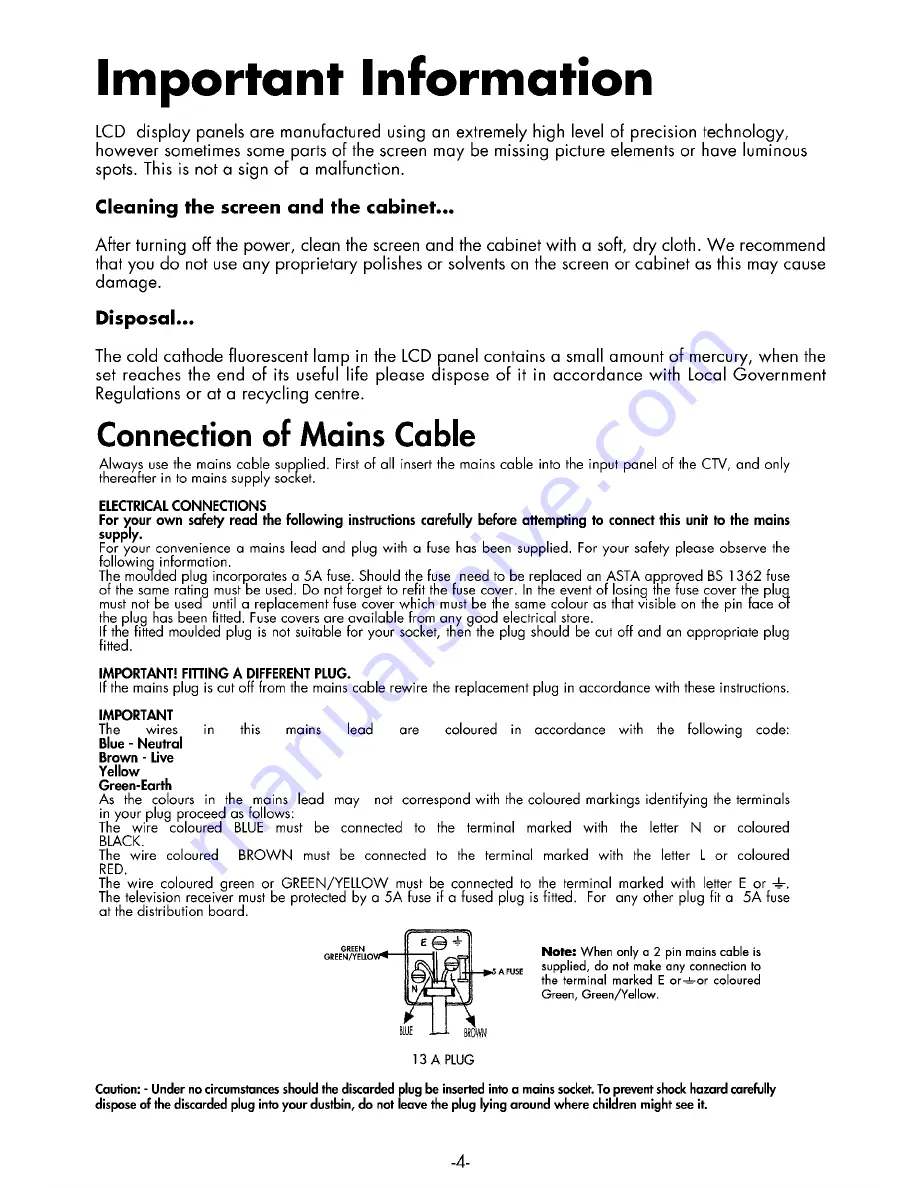 Beko 26WLA500S Operating Instructions Manual Download Page 4