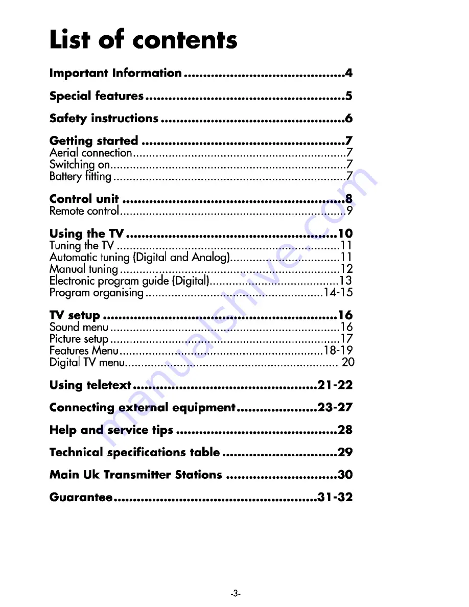 Beko 32WLA530HI Operating Instructions Manual Download Page 3