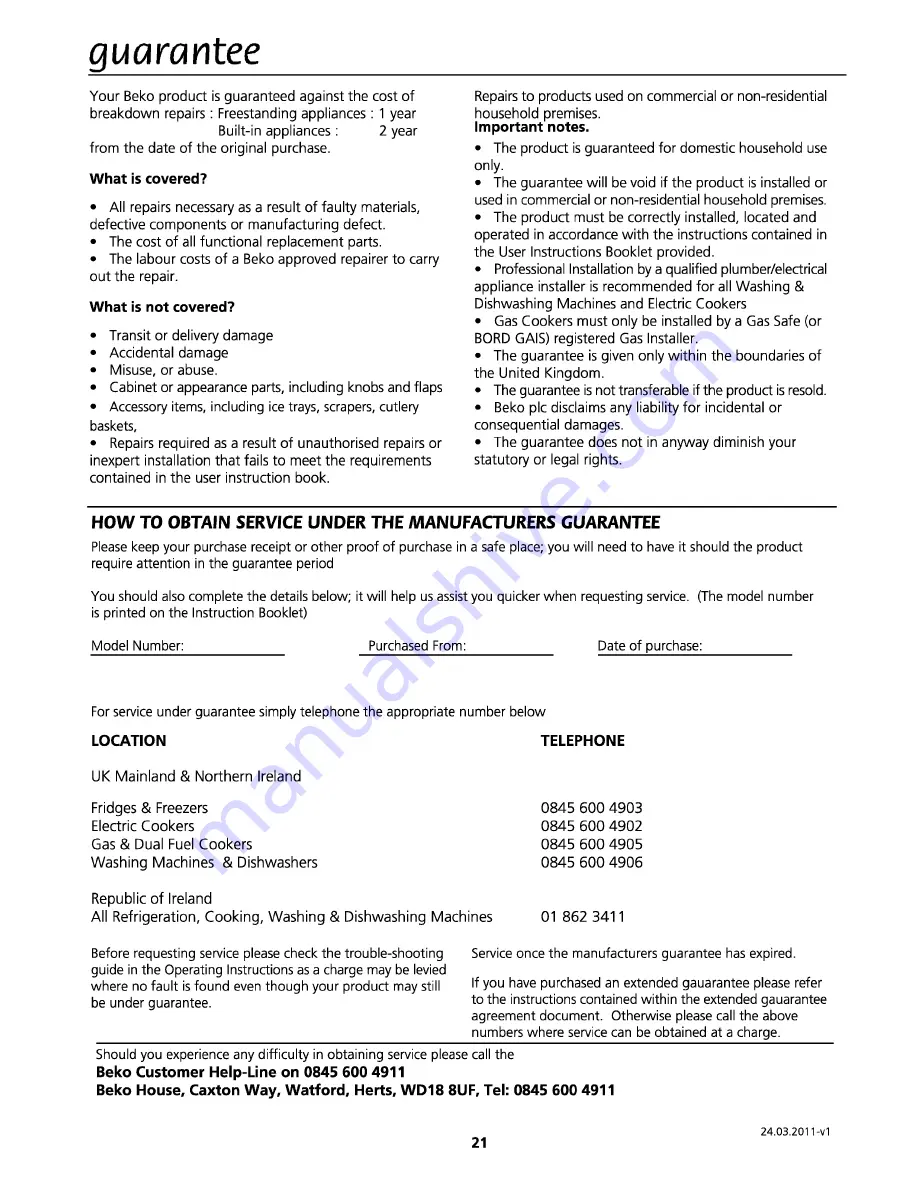 Beko BC51NEWP User Manual Download Page 22