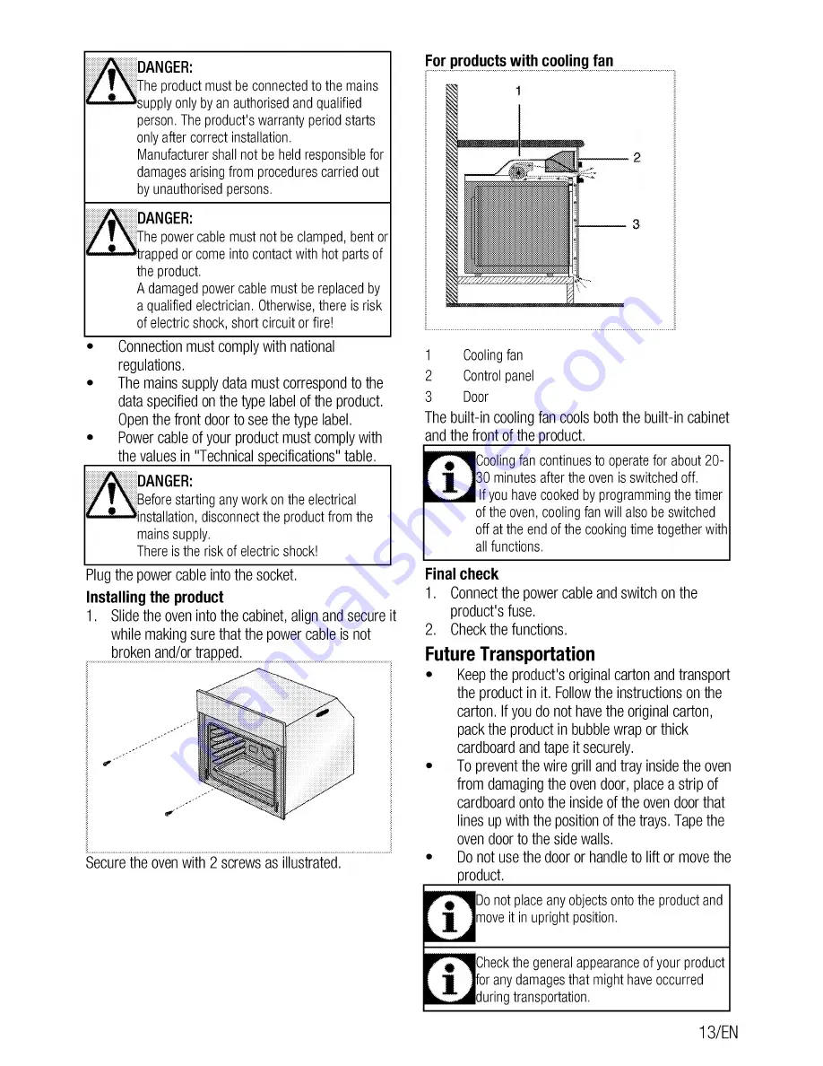 Beko bif22300x0 User Manual Download Page 13