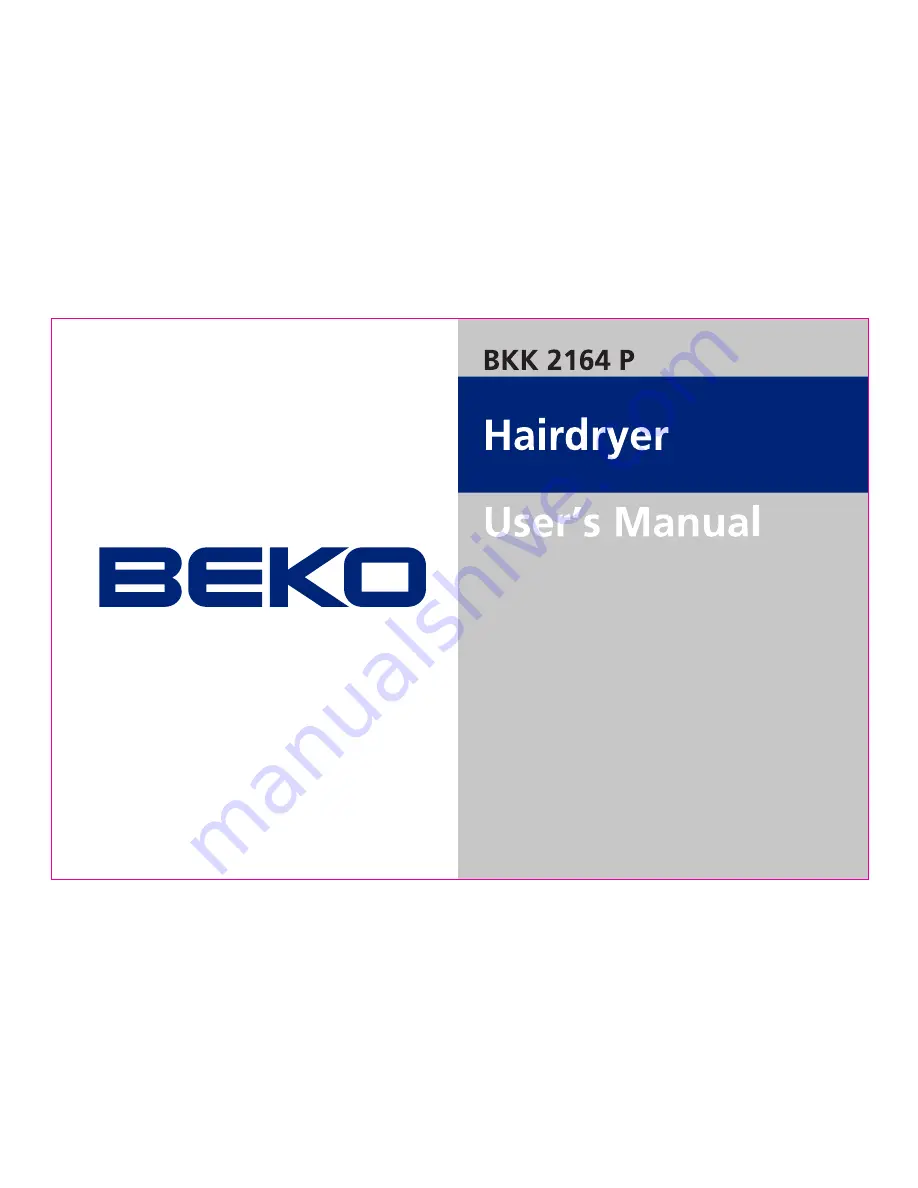 Beko BKK 2164 P User Manual Download Page 1