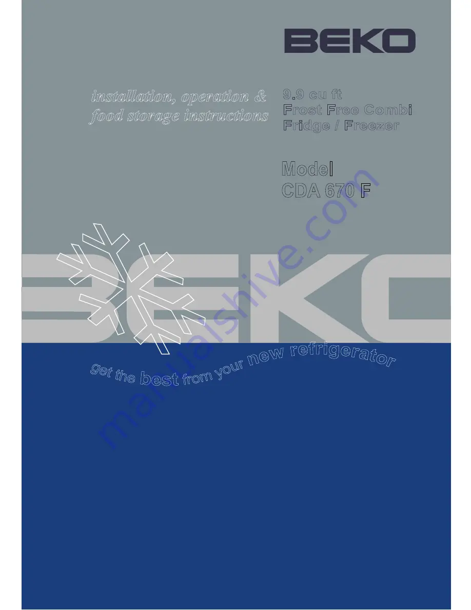 Beko CDA 670 F Installation & Operation Manual Download Page 1